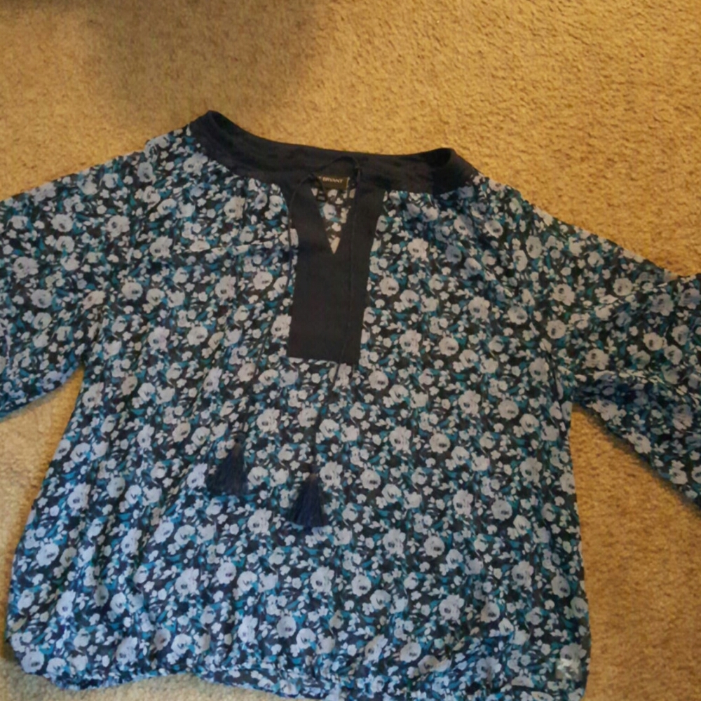 Lane Bryant Blue Floral Sheet Top